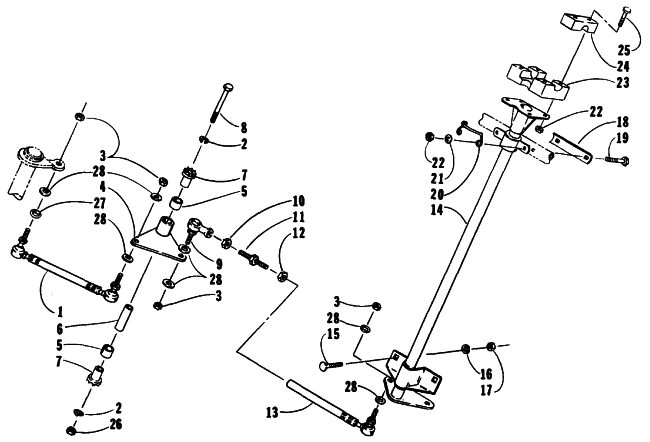 Parts Diagram for Arctic Cat 1991 WILDCAT 700 MOUNTAIN CAT SNOWMOBILE TIE ROD/STEERING POST ASSEMBLY