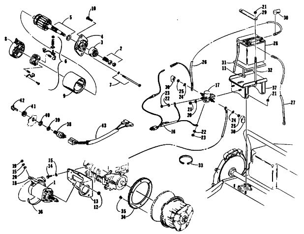 Parts Diagram for Arctic Cat 1989 SUPER JAG SNOWMOBILE ELECTRIC START ASSEMBLY