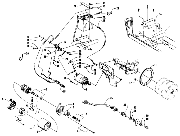 Parts Diagram for Arctic Cat 1989 JAG 340 SNOWMOBILE ELECTRIC START ASSEMBLY