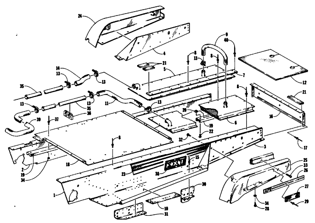 Parts Diagram for Arctic Cat 1989 EL TIGRE EXT SNOWMOBILE TUNNEL AND COOLING ASSEMBLIES