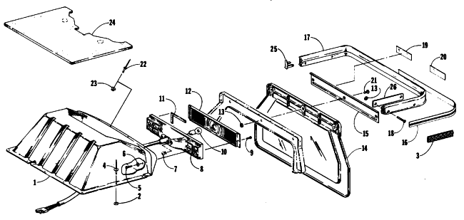 Parts Diagram for Arctic Cat 1989 JAG AFS SNOWMOBILE TOOLBOX, TAILLIGHT AND REAR BUMPER