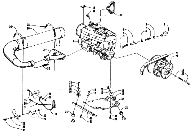 Parts Diagram for Arctic Cat 1989 JAG AFS SNOWMOBILE ENGINE AND RELATED PARTS