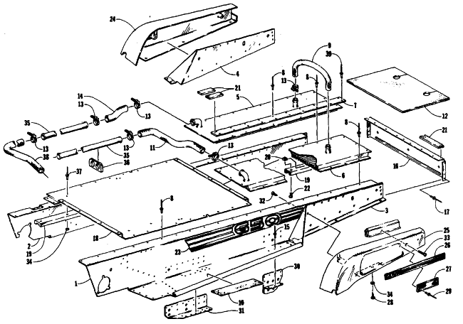 Parts Diagram for Arctic Cat 1989 WILDCAT 650 SNOWMOBILE TUNNEL AND COOLING ASSEMBLIES