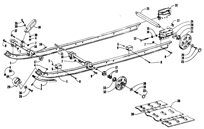 Parts Diagram for Arctic Cat 1989 JAG AFS SNOWMOBILE SLIDE RAIL AND TRACK ASSEMBLY