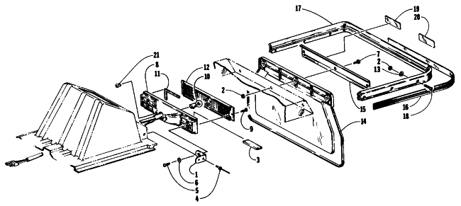 Parts Diagram for Arctic Cat 1989 WILDCAT MOUNTAIN CAT SNOWMOBILE TAILLIGHT AND REAR BUMPER