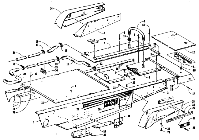 Parts Diagram for Arctic Cat 1989 EL TIGRE EXT MOUNTAIN CAT SNOWMOBILE TUNNEL AND COOLING ASSEMBLIES
