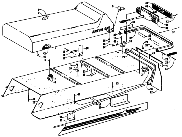 Parts Diagram for Arctic Cat 1990 JAG DELUXE SNOWMOBILE BODY, SEAT, TAILLIGHT AND REAR BUMPER
