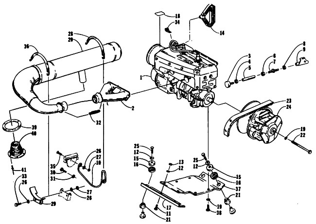 Parts Diagram for Arctic Cat 1990 JAG AFS SNOWMOBILE ENGINE AND RELATED PARTS