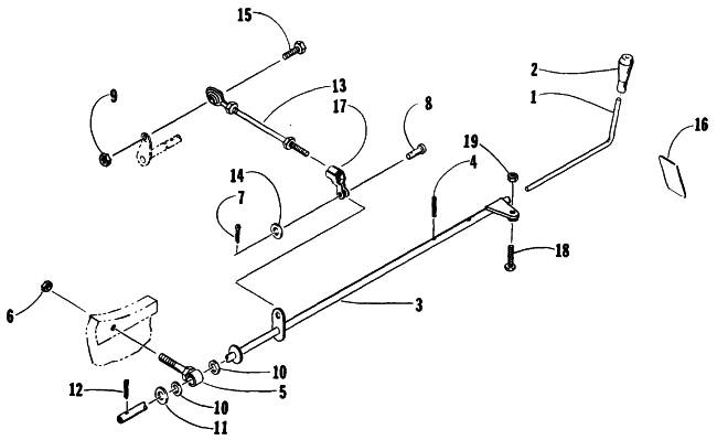 Parts Diagram for Arctic Cat 1990 PANTHER SNOWMOBILE REVERSE SHIFT LEVER ASSEMBLY
