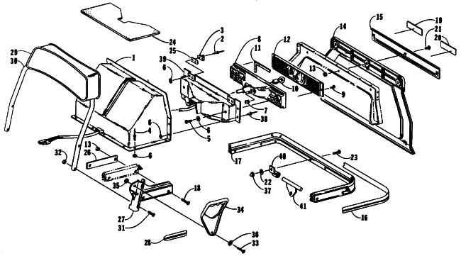 Parts Diagram for Arctic Cat 1990 PANTHER SNOWMOBILE TOOLBOX, TAILLIGHT, AND REAR BUMPER