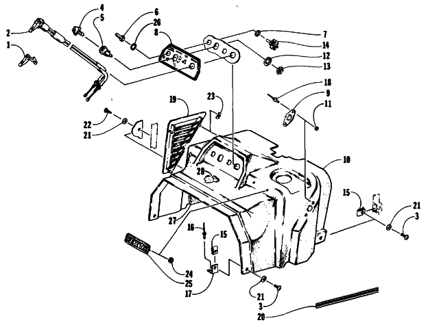 Parts Diagram for Arctic Cat 1990 EL TIGRE EXT SNOWMOBILE SWITCH AND CONSOLE ASSEMBLY
