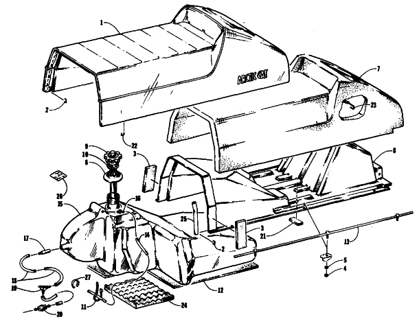 Parts Diagram for Arctic Cat 1990 WILDCAT 650 SNOWMOBILE SEAT AND GAS TANK ASSEMBLIES