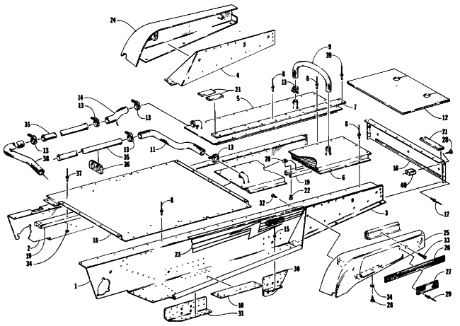 Parts Diagram for Arctic Cat 1990 WILDCAT 650 SNOWMOBILE TUNNEL AND COOLING ASSEMBLIES