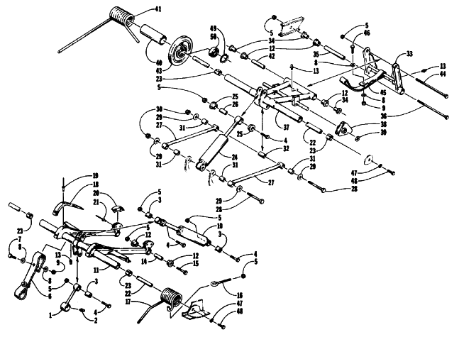 Parts Diagram for Arctic Cat 1992 COUGAR SNOWMOBILE REAR SUSPENSION ARM ASSEMBLIES