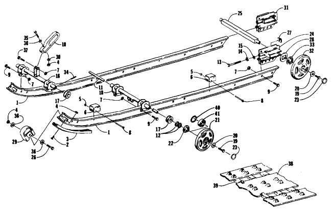 Parts Diagram for Arctic Cat 1991 JAG AFS SNOWMOBILE SLIDE RAIL AND TRACK ASSEMBLY