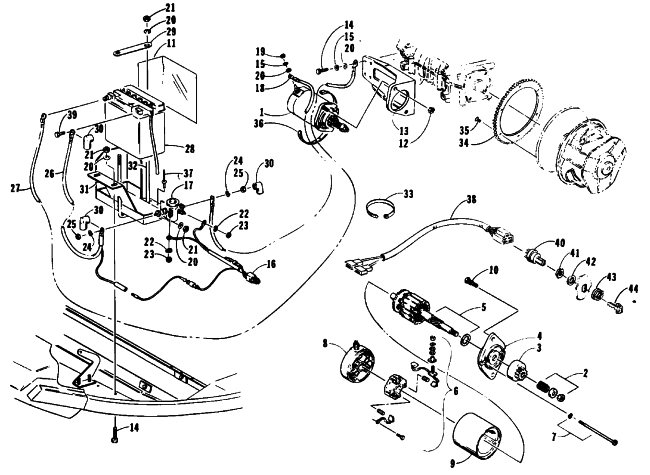 Parts Diagram for Arctic Cat 1990 EL TIGRE EXT MOUNTAIN CAT SNOWMOBILE ELECTRIC START ASSEMBLY