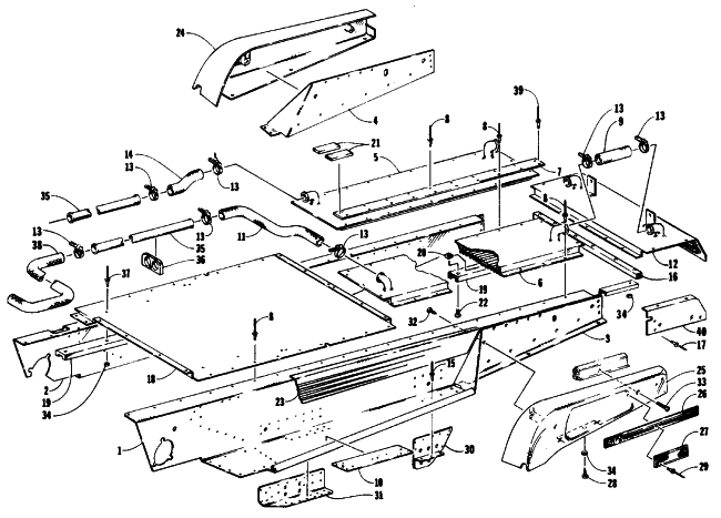 Parts Diagram for Arctic Cat 1990 EL TIGRE EXT MOUNTAIN CAT SNOWMOBILE TUNNEL AND COOLING ASSEMBLIES