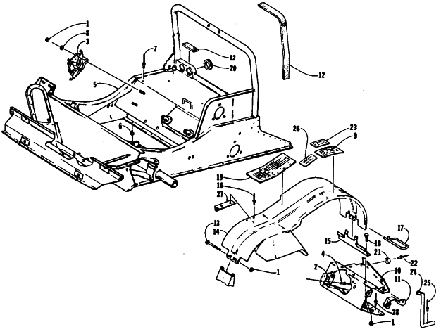 Parts Diagram for Arctic Cat 1990 PANTERA SNOWMOBILE FRONT FRAME AND FOOTREST ASSEMBLY