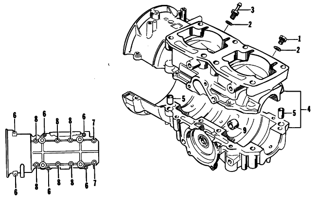 Parts Diagram for Arctic Cat 1990 PROWLER SNOWMOBILE CRANKCASE ASSEMBLY