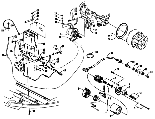 Parts Diagram for Arctic Cat 1990 PANTERA SNOWMOBILE ELECTRIC START ASS'Y
