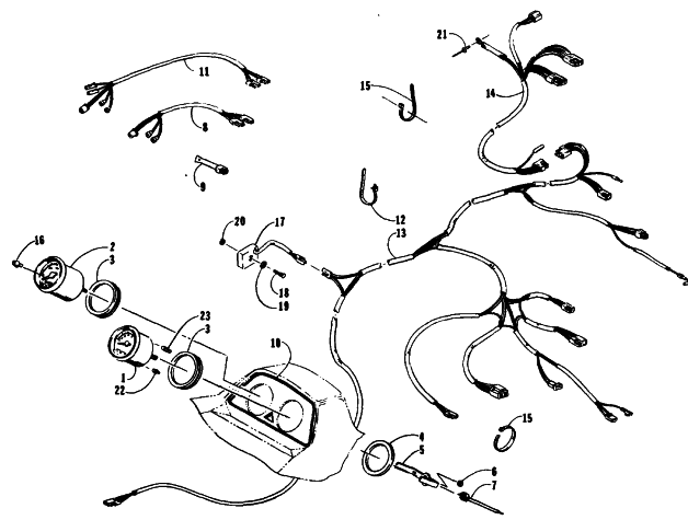 Parts Diagram for Arctic Cat 1990 CHEETAH TOURING SNOWMOBILE INSTRUMENTS AND WIRING ASSEMBLIES