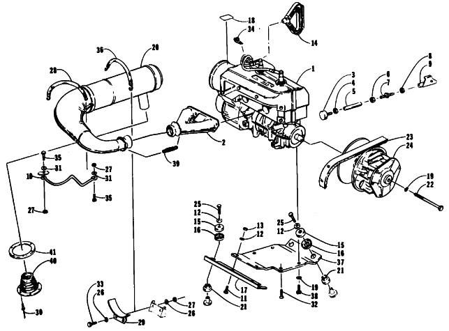 Parts Diagram for Arctic Cat 1990 CHEETAH TOURING SNOWMOBILE ENGINE AND RELATED PARTS