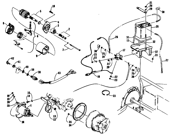 Parts Diagram for Arctic Cat 1990 SUPER JAG SNOWMOBILE ELECTRIC START ASSEMBLY