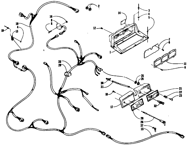 Parts Diagram for Arctic Cat 1991 JAG MOUNTAIN CAT SNOWMOBILE CONSOLE AND WIRING ASSEMBLIES