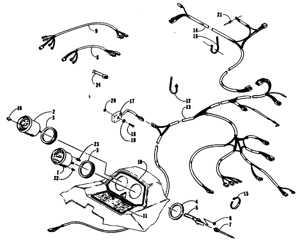 Parts Diagram for Arctic Cat 1990 EL TIGRE EXT SPECIAL SNOWMOBILE INSTRUMENTS AND WIRING ASSEMBLIES