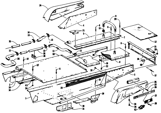 Parts Diagram for Arctic Cat 1990 EL TIGRE EXT SPECIAL SNOWMOBILE TUNNEL AND COOLING ASSEMBLIES