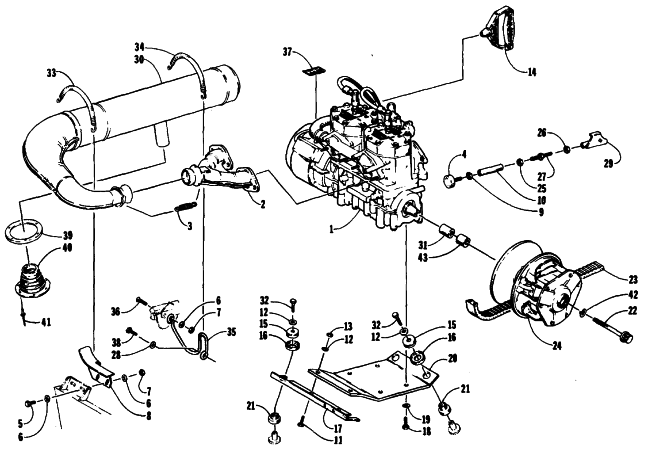 Parts Diagram for Arctic Cat 1990 EL TIGRE EXT SPECIAL SNOWMOBILE ENGINE AND RELATED PARTS