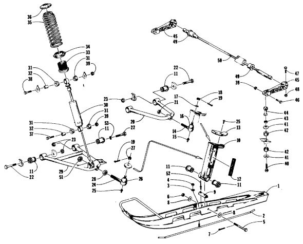 Parts Diagram for Arctic Cat 1990 PROWLER SNOWMOBILE SKI AND FRONT SUSPENSION