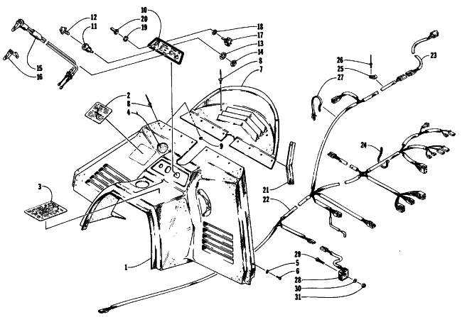 Parts Diagram for Arctic Cat 1990 PROWLER SNOWMOBILE CONSOLE, SWITCHES, AND WIRING ASSEMBLIES