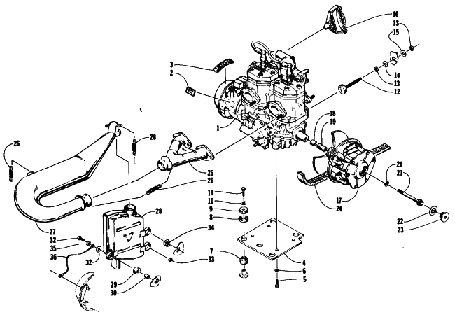 Parts Diagram for Arctic Cat 1990 PROWLER SNOWMOBILE ENGINE AND RELATED PARTS