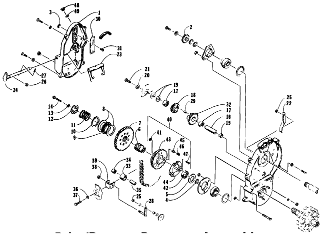 Parts Diagram for Arctic Cat 1990 PROWLER SNOWMOBILE DRIVE/REVERSE DROPCASE ASSEMBLY