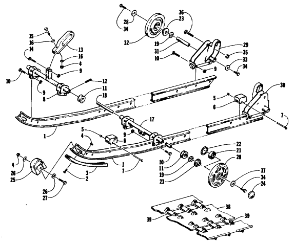 Parts Diagram for Arctic Cat 1990 JAG AFS LT SNOWMOBILE SLIDE RAIL AND TRACK ASSEMBLY