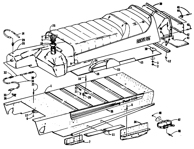 Parts Diagram for Arctic Cat 1990 JAG AFS LT SNOWMOBILE TUNNEL, GAS TANK, AND SEAT