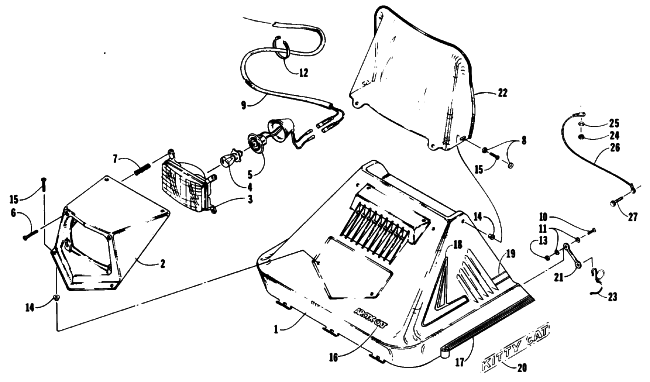 Parts Diagram for Arctic Cat 1992 KITTY CAT SNOWMOBILE HOOD ASSEMBLY