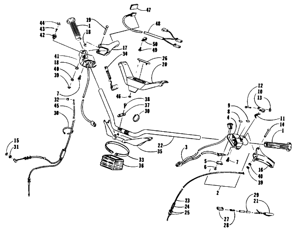 Parts Diagram for Arctic Cat 1993 PANTHER SNOWMOBILE HANDLEBAR AND CONTROLS