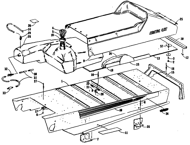 Parts Diagram for Arctic Cat 1991 JAG AFS DELUXE SNOWMOBILE TUNNEL, GAS TANK AND SEAT