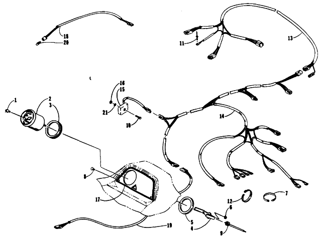 Parts Diagram for Arctic Cat 1991 JAG AFS LONG TRACK SNOWMOBILE INSTRUMENTS AND WIRING ASSEMBLIES