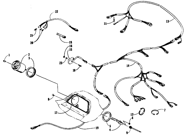 Parts Diagram for Arctic Cat 1991 PANTHER DELUXE SNOWMOBILE INSTRUMENTS AND WIRING ASSEMBLIES
