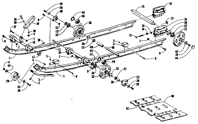 Parts Diagram for Arctic Cat 1991 PANTHER DELUXE SNOWMOBILE SLIDE RAIL AND TRACK ASSEMBLY