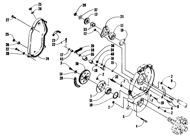 Parts Diagram for Arctic Cat 1991 COUGAR 2-UP SNOWMOBILE DRIVE/DROPCASE ASSEMBLY