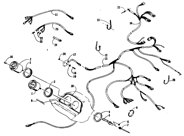 Parts Diagram for Arctic Cat 1991 COUGAR 2-UP SNOWMOBILE INSTRUMENTS AND WIRING ASSEMBLIES