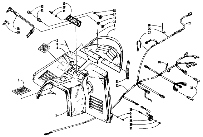 Parts Diagram for Arctic Cat 1991 PROWLER TWO-UP SNOWMOBILE CONSOLE, SWITCHES, AND WIRING ASSEMBLIES