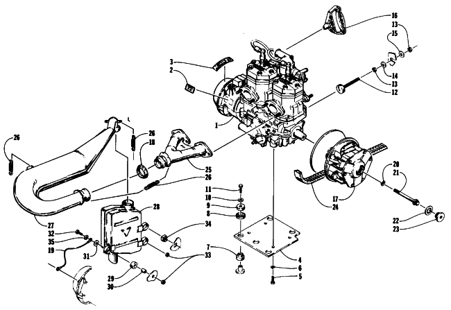 Parts Diagram for Arctic Cat 1991 PROWLER SNOWMOBILE ENGINE AND RELATED PARTS