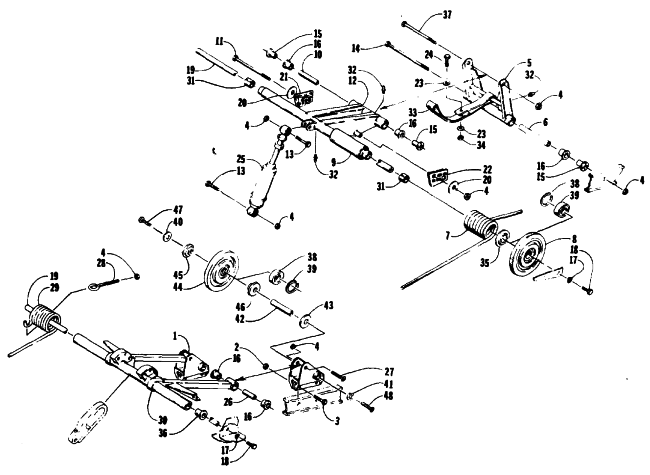 Parts Diagram for Arctic Cat 1991 LYNX DELUXE SNOWMOBILE REAR SUSPENSION ARM ASSEMBLIES