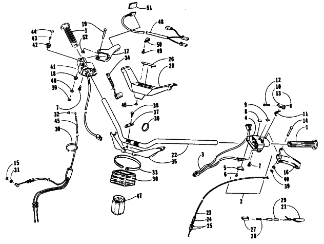 Parts Diagram for Arctic Cat 1991 COUGAR 2-UP SNOWMOBILE HANDLEBAR ASSEMBLY