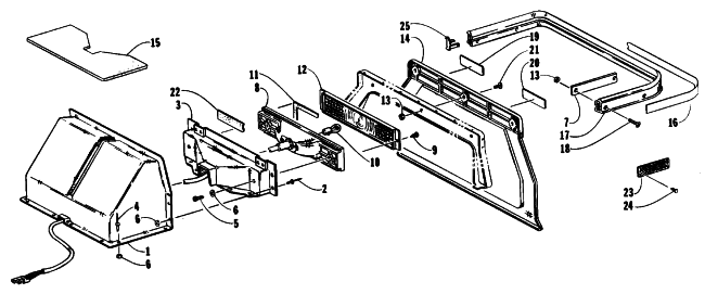 Parts Diagram for Arctic Cat 1992 LYNX DELUXE SNOWMOBILE TOOLBOX, TAILLIGHT AND REAR BUMPER